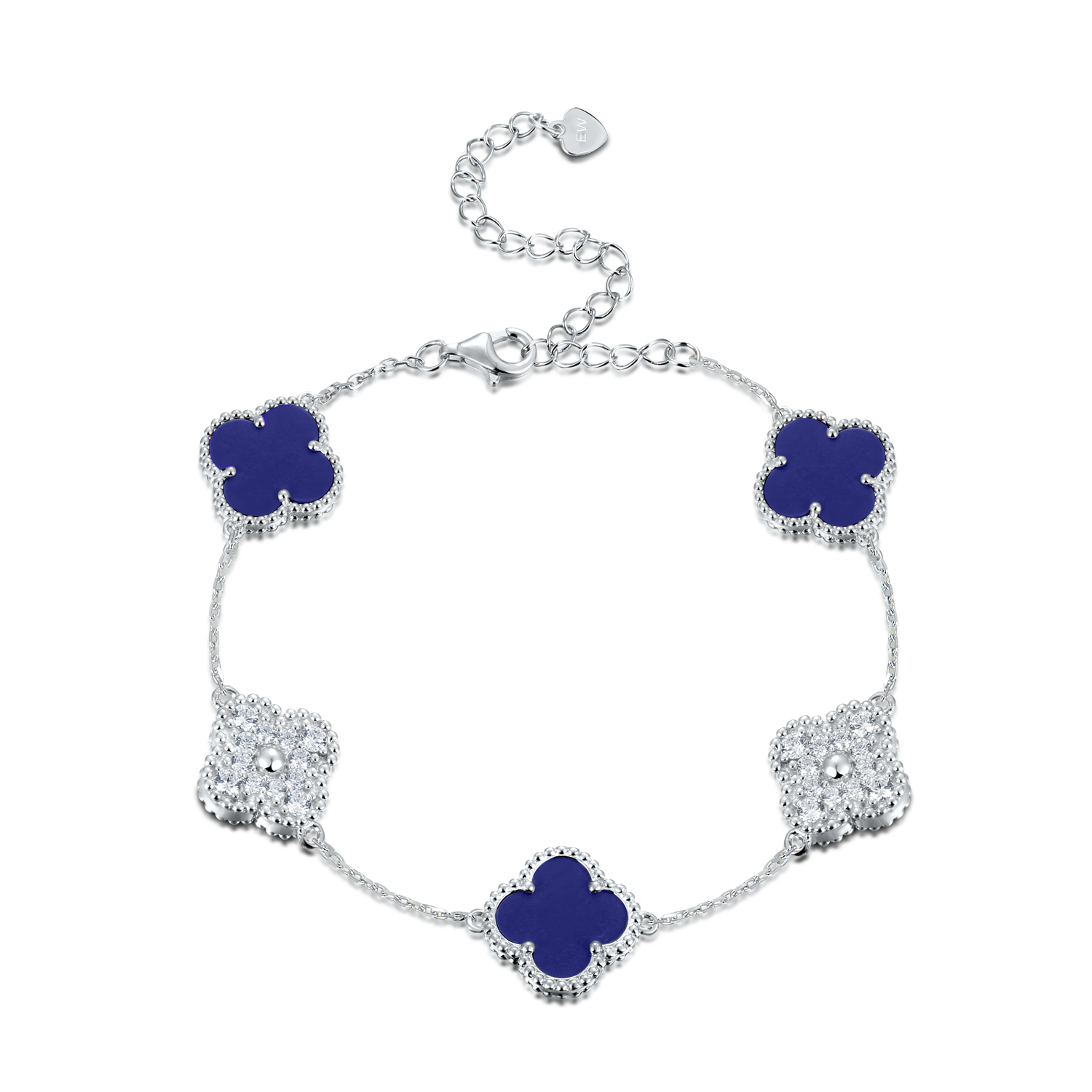 Yellow 5-Clover Blue Lapis & CZ Bracelet